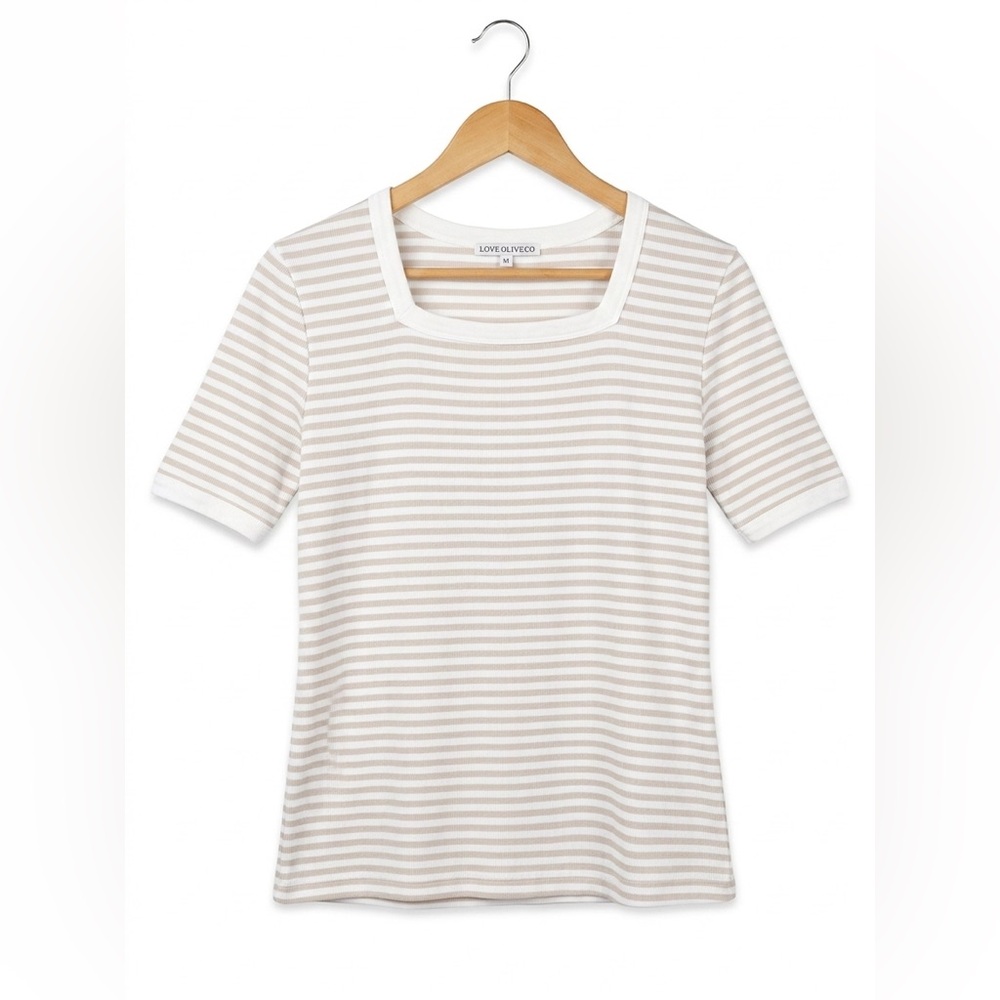 Love Olive Co Striped Women's Tshirt Size M